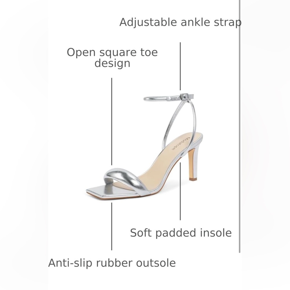 Woman’s Shiny Silver Strappy Heels NEW - Picture 3 of 7